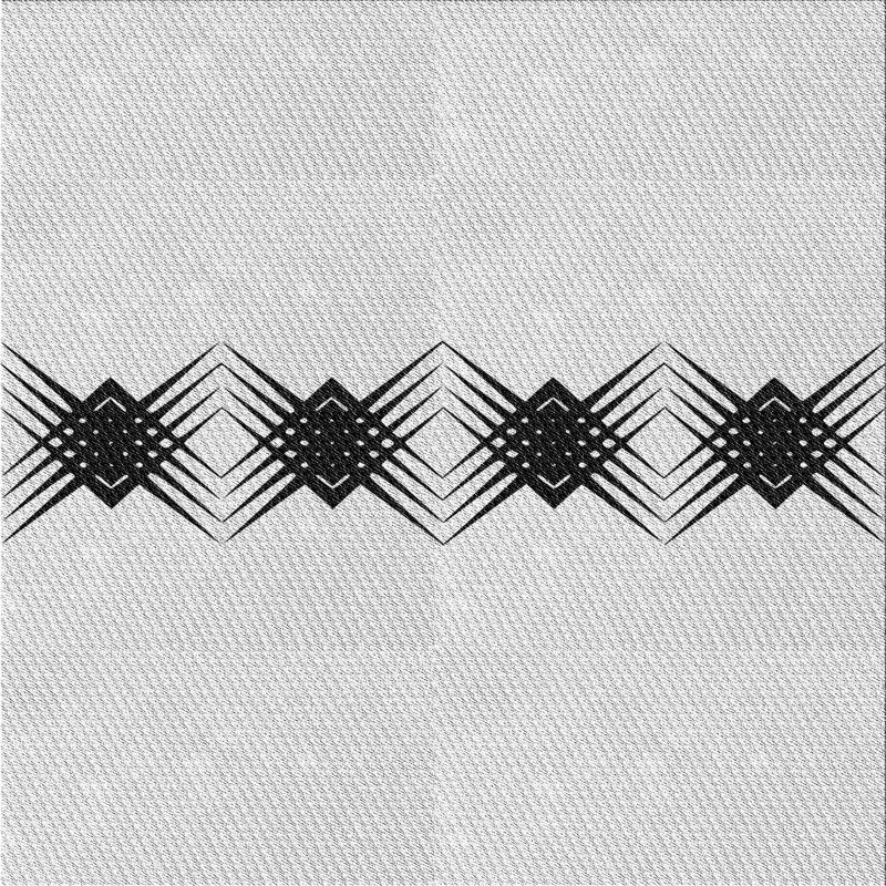 Tapis noir/crème à tisser électrique, Carré 5 pi