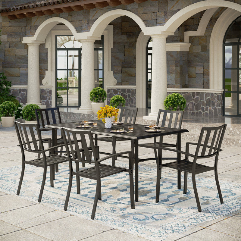 Alyah 6 - Person Patio Dining Set with Rectangular Table