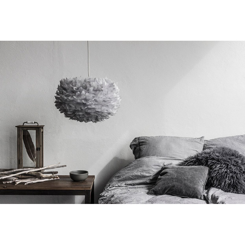 Luminaire suspendu à globe unique à 1 lumière, H 7,9 po x l 13,8 po x P 13,8 po, gris, blanc