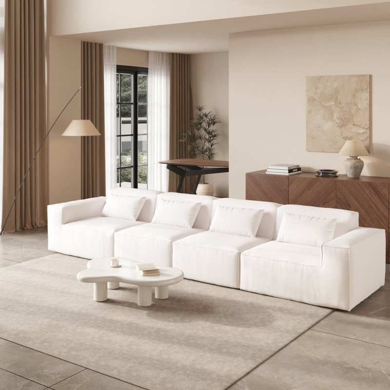 Canapé modulaire rembourré 4 pièces Berrysburg, 27.56" H x 149.62" W x 37.4" D, Beige