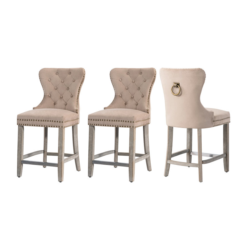 Tabouret de bar et de comptoir Kirsten, Tabouret de comptoir (siège d'une hauteur de 24 p, Gris, Taupe