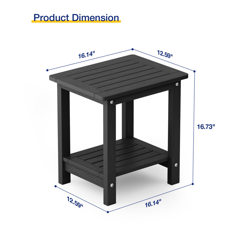 Table d'appoint d'extérieur 16,25 po x l 12,59 po Rosibel, Noir