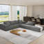Salon modulaire 6 places - L 132 po avec revêtement en chenille et rembourrage en mousse carré gris-666022167