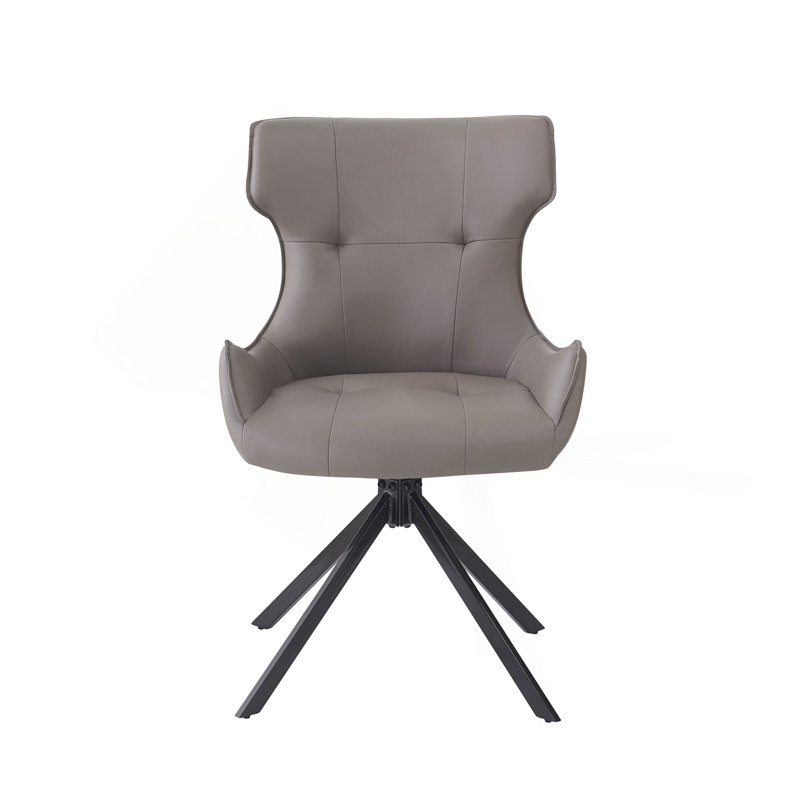 Ensemble de 2 chaises d'appoint en cuir synthétique et en similicuir noir avec pivot