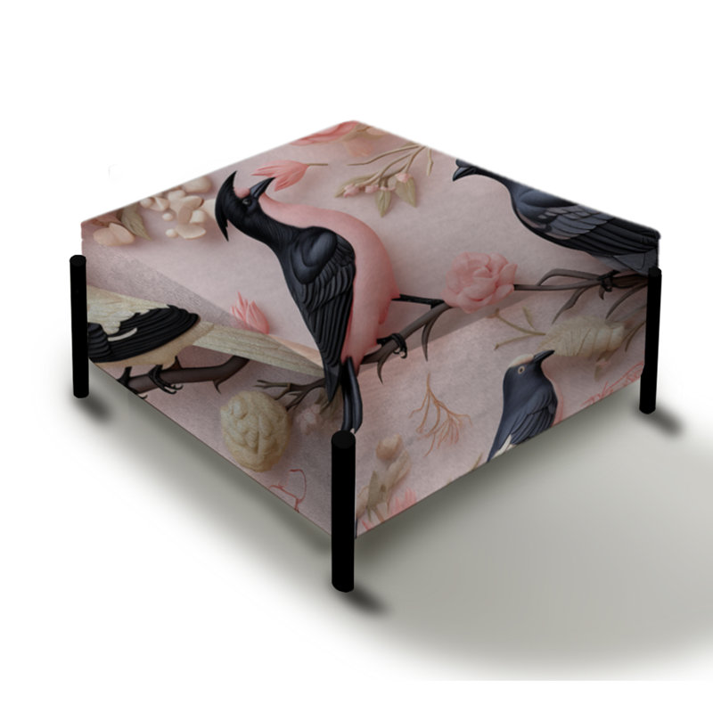Bird Cameo Portraits Victorian Pattern - Animal Print Large Square Ottoman