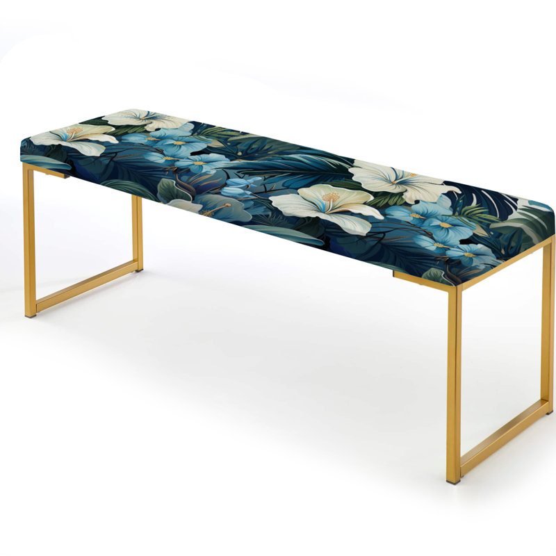 Twilight Oasis - motif tropical - banc rembourré doré