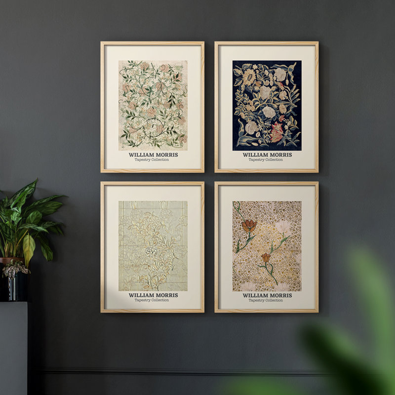 «William Morris XXV», ensemble de 4 reproductions encadrées, H 14 po x l 44 po