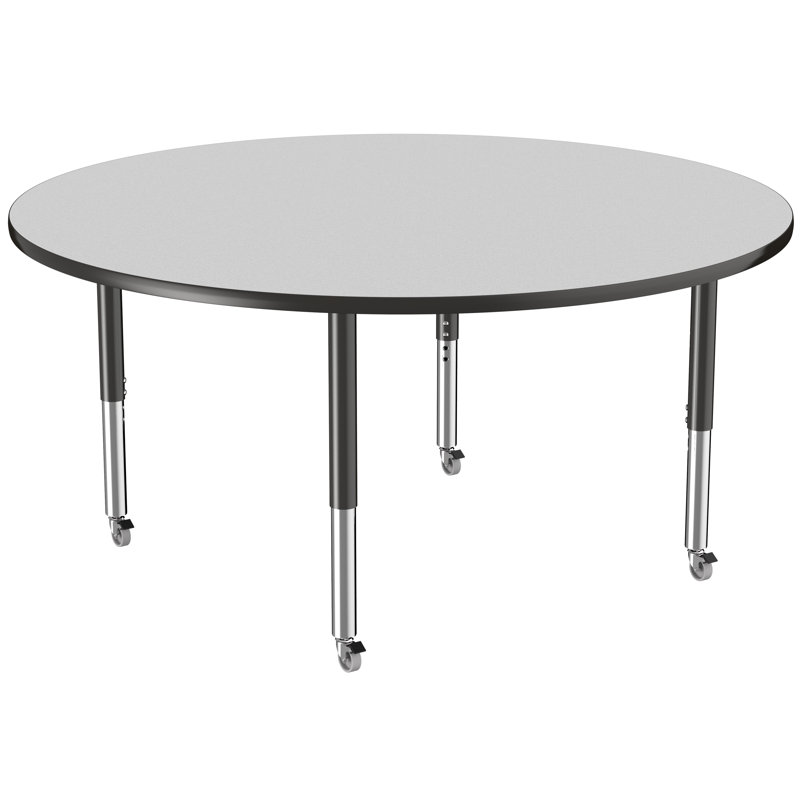 Table ronde à hauteur réglable, H 24 po x L 60 po x l 60 po, Gris / noir, Super