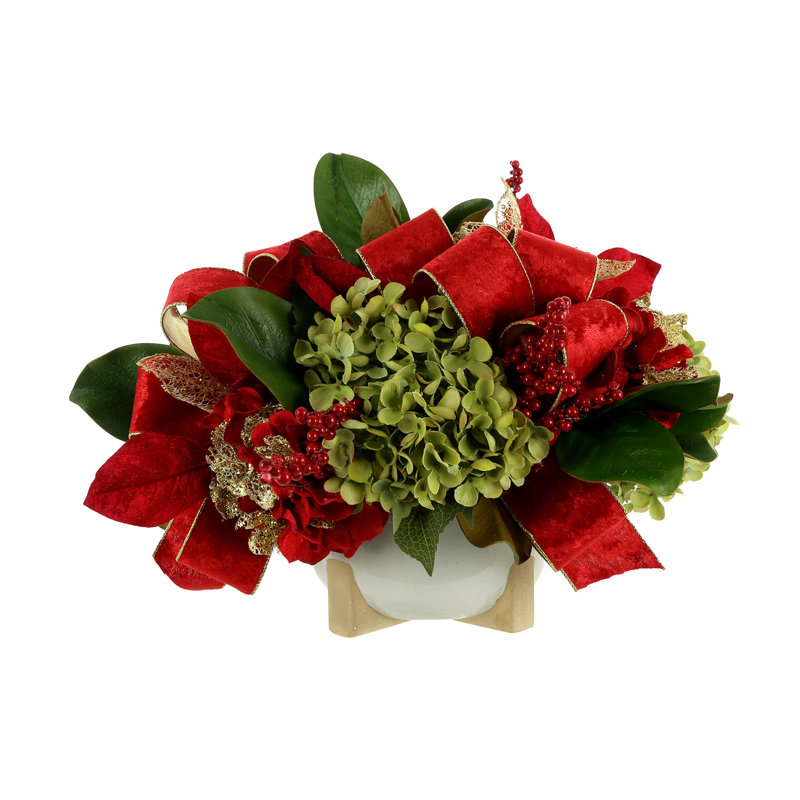 Arrangement d'hortensias en polysilk Quintara dans un vase