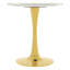 Table de salle à manger avec base à piédestal et plateau classique en marbre blanc, sièges 2 à 4, cadre rond de 27,6 po en fer doré, style Mid-Century moderne pour la cuisine ou le salon