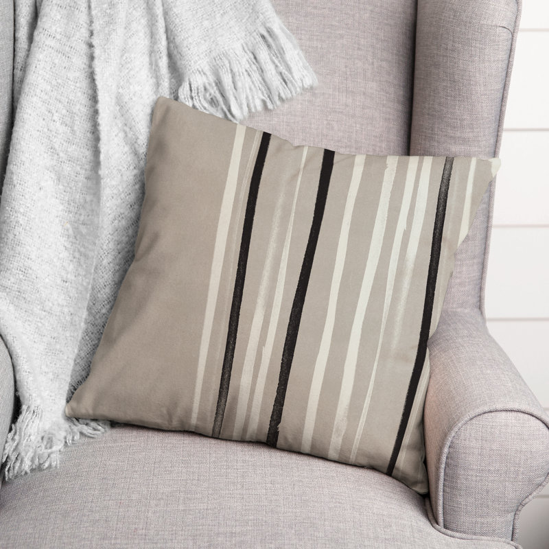  Housse de coussin d'extérieur carré à fines rayures, Gris