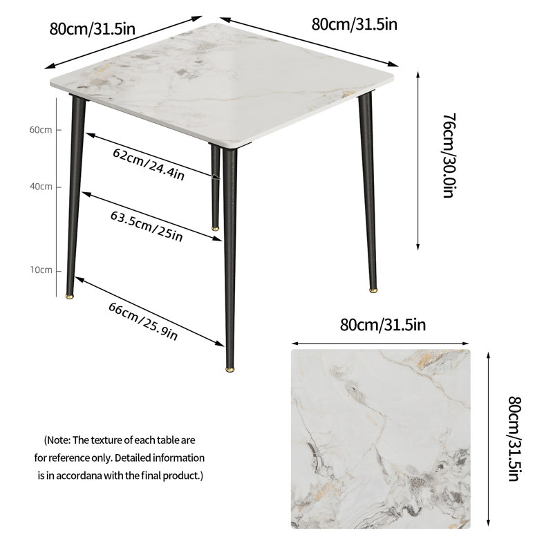Annagh Stone Top Metal Base Dining Table, Gloss Jade, 29.9"H x 31.5" L x 31.5" W