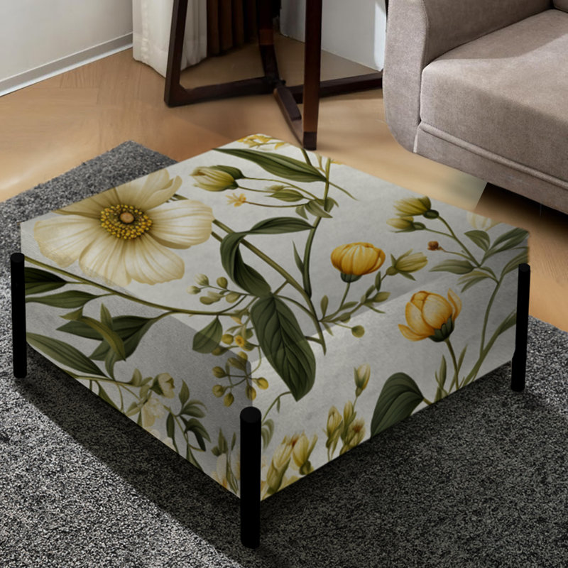 Botanical Neutrals Boho Pattern III - Boho Large Square Ottoman