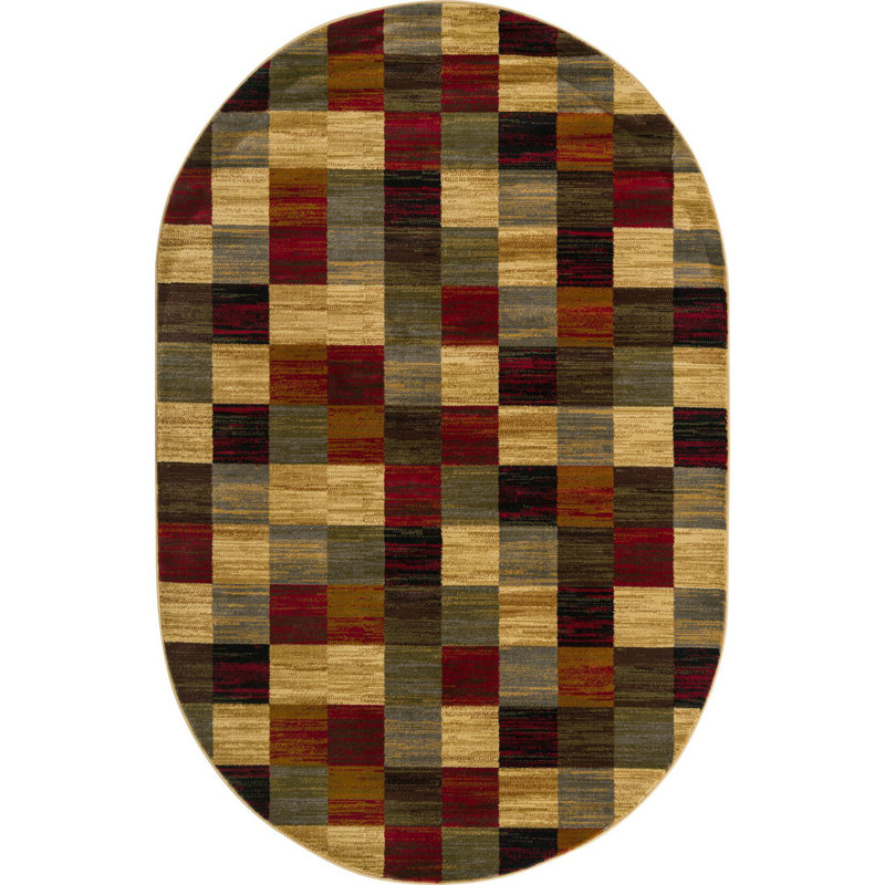 Geometric Indoor Rug, Oval 5'3" x 8'