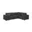 Canapé d'angle modulaire Melrose 99 po avec pouf en lin gris foncé - Canapé 3 places reconfigurable avec ressorts ensachés et 5 coussins décoratifs