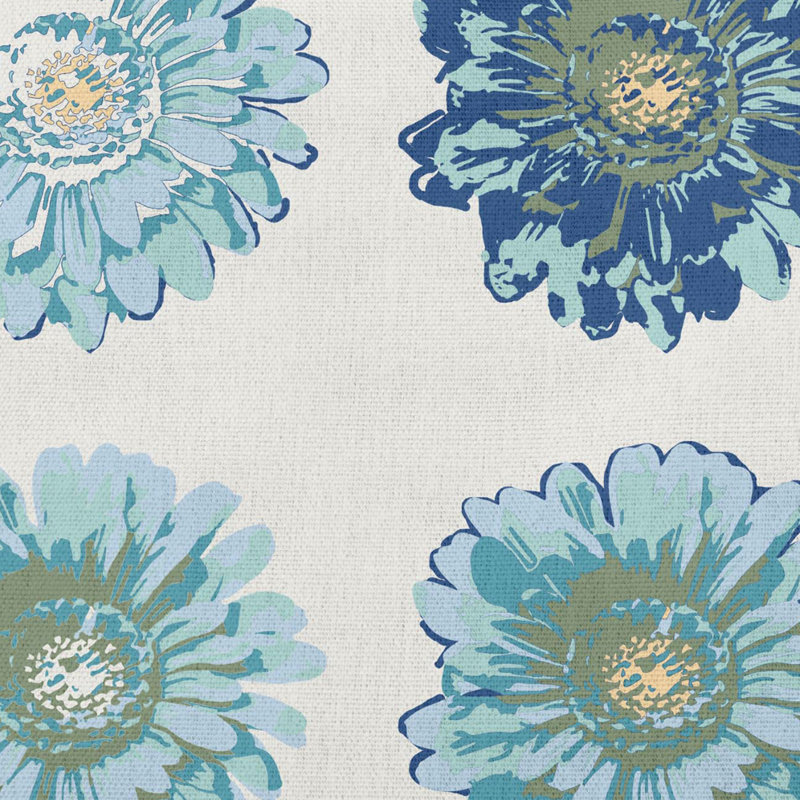 Coussin décoratif floral, 16 po x 16 po, Bleu cobalt foncé