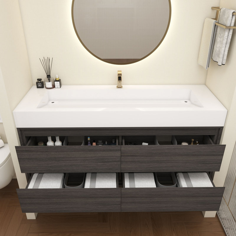 Victoria 60''Bathroom Vanity Base, Gray Oak