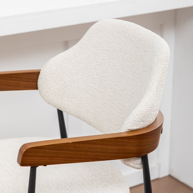 Tabouret de comptoir rembourré avec accoudoirs Devane, Beige