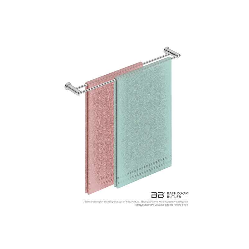 Polished Stainless Steel Contemporary Double Towel Bar, 32"