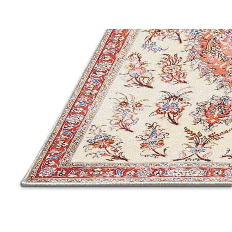 Tapis rouge/beige/brun traditionnel Ion, Rectangle 4 pi x 6 pi