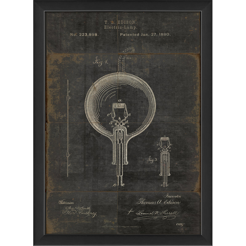 " Edison Patent ", 17.13" H x 12.63" W, Black