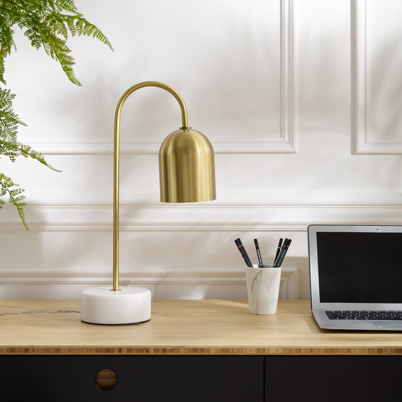 Lampe de bureau en métal Gilleod, Brun, Blanc