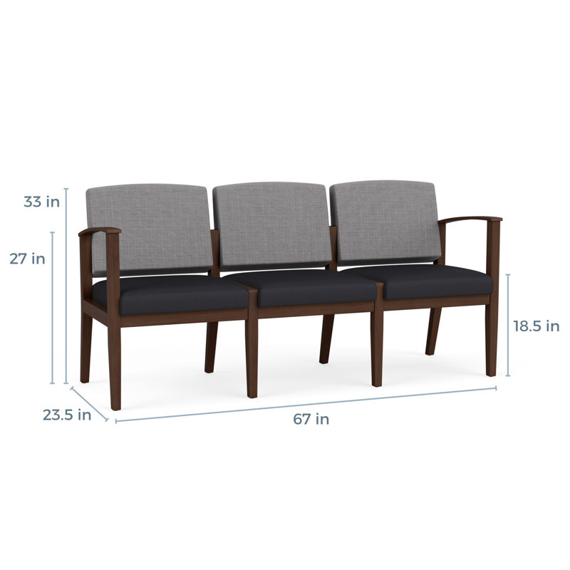Canapé 3 places, Noyer Riftwood, Gris Chambray / noir Patriot Plus