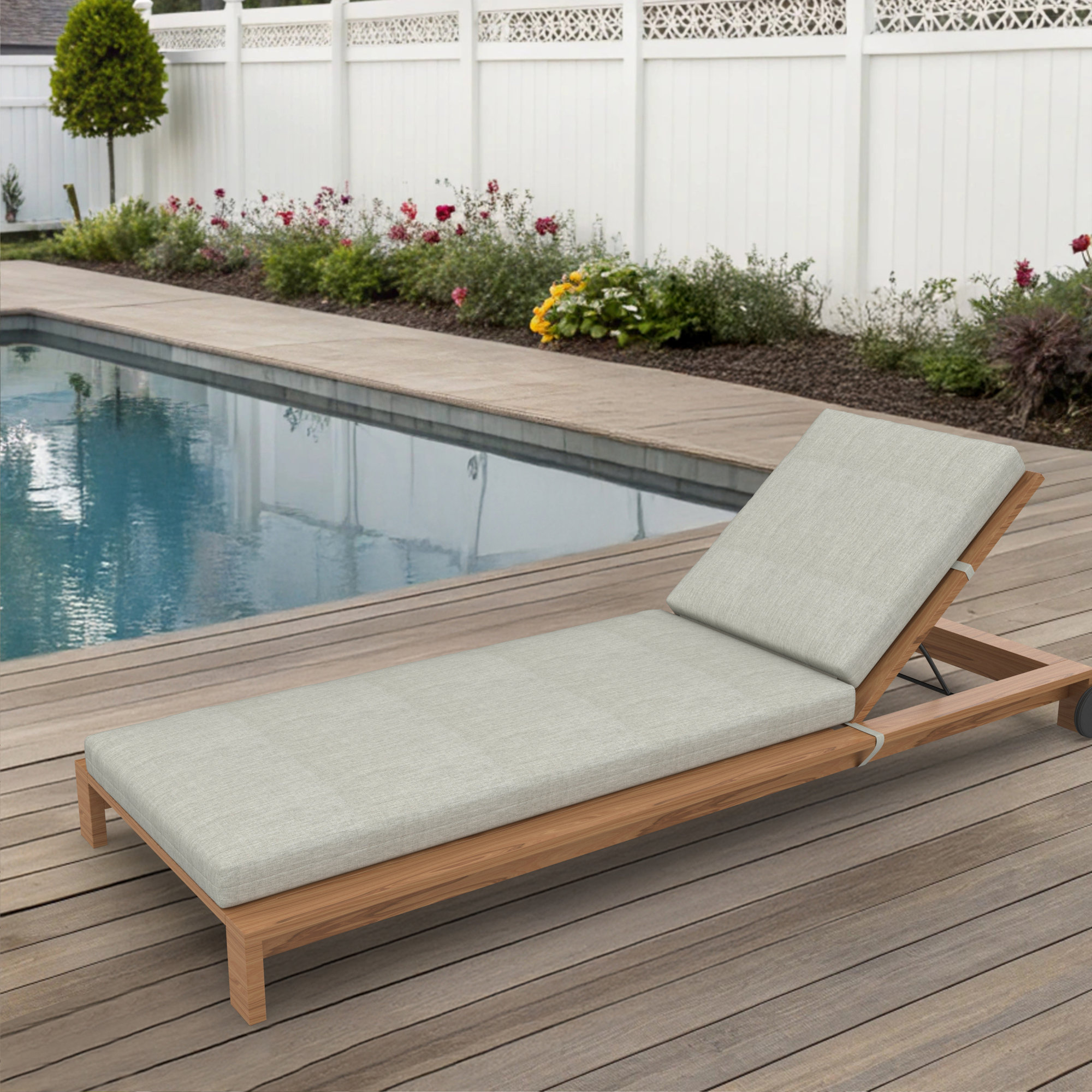 Outdoor Sunbrella® Chaise Lounge Cushion, Canvas Granite Sunbrella® Canvas, 3.5" H x 24.5" W x 52.5"D