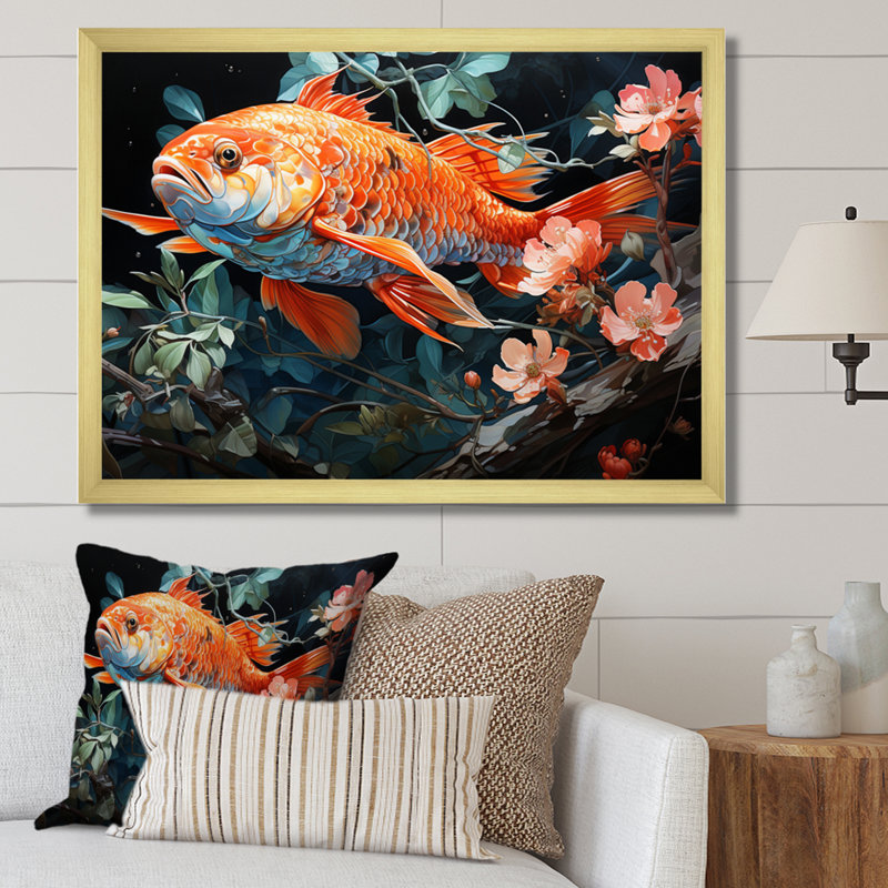" Fishing Harmonious Hues II ", Gold Single Picture Framed, 12" H x 20" W x 1" D