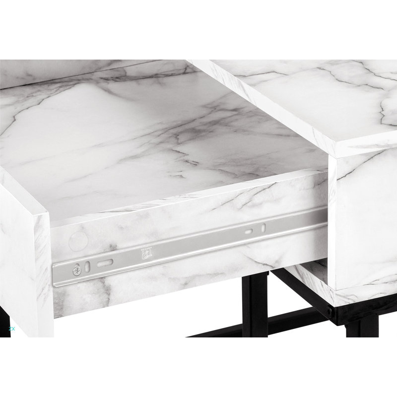 Bureau d'ordinateur, bureau personnel, ordinateur portable, tiroirs de rangement, L 48 po, travail, stratifié aspect marbre, métal, contemporain, moderne