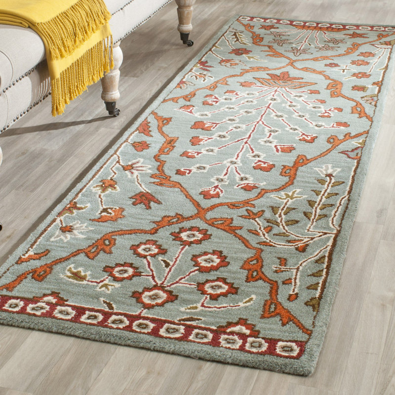 Tapis floral en laine Kouerga Wyndham, Tapis de couloir 2 pi 3 po x 7 pi