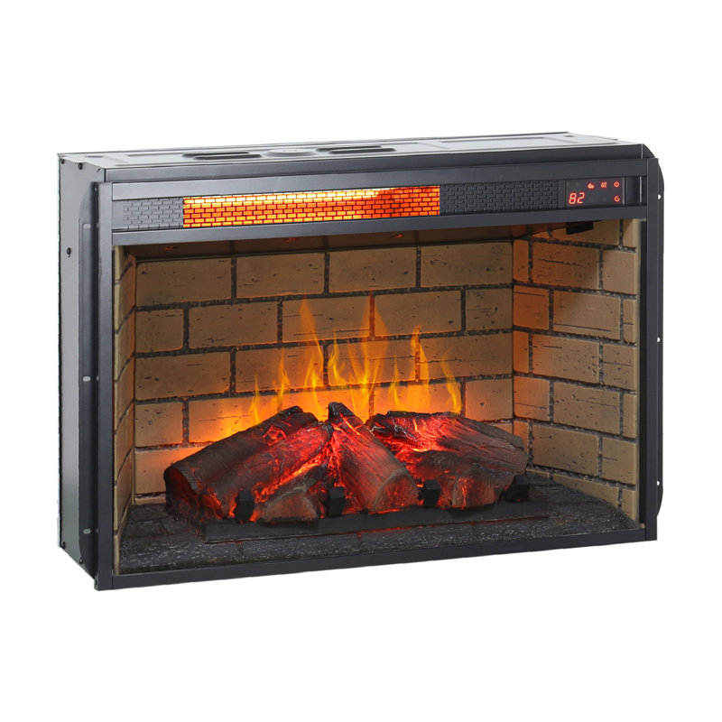 26 Inch Infrared Quartz Heater Fireplace Insert -Woodlog Version With Brick
