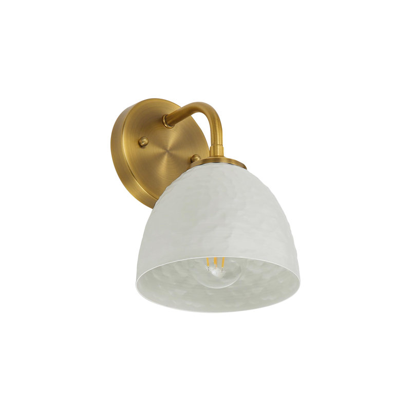 Lesniak 1-Light Wall Sconce in Modern Brass, White