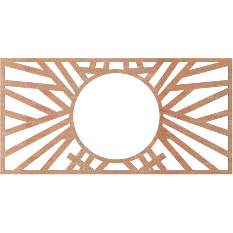 H 24 po x l 12 po x H 8 7/8 po x T 1/4 po, médaillon de plafond en bois ajouré, cerise, Cerisier