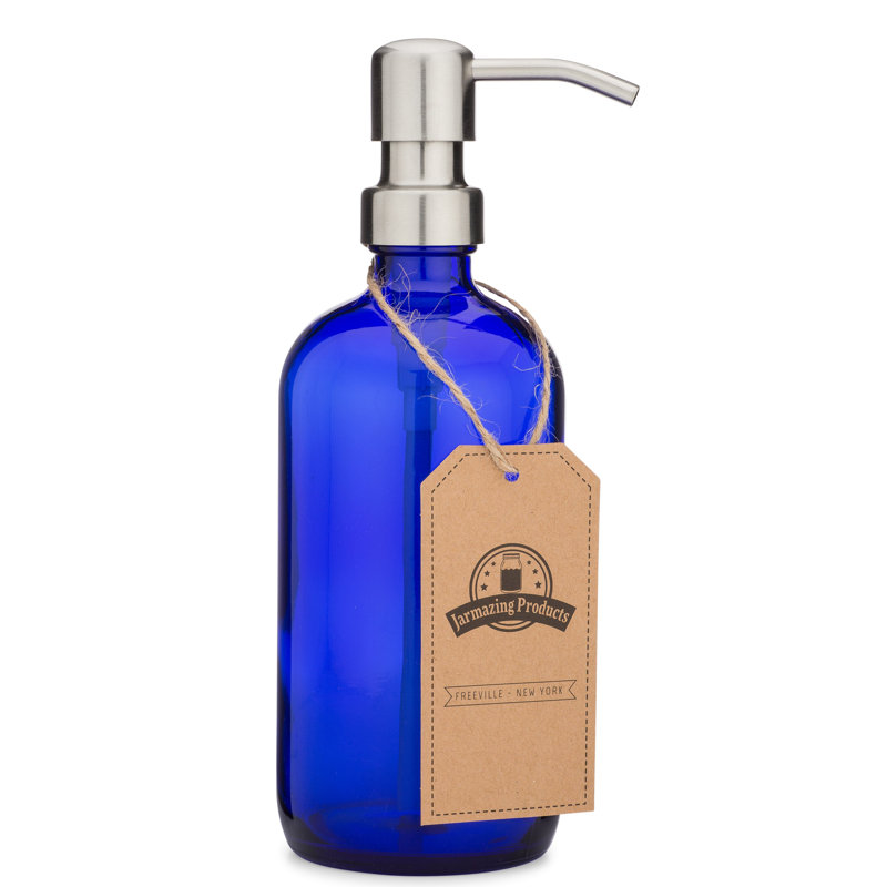Distributeur de lotion en verre, Acier inoxydable / bleu