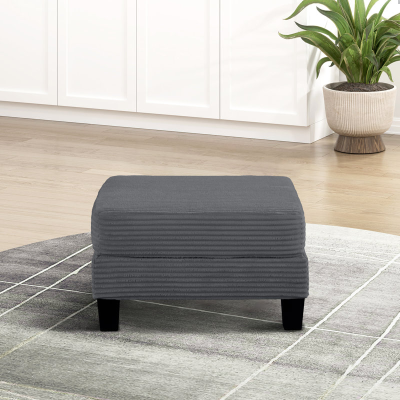 Repose-pieds carré avec rangement 31 po, Velours côtelé gris