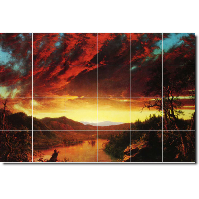 Carreau de céramique décorative 36 po x 24 po 6 po x 6 po, Paysage 01790