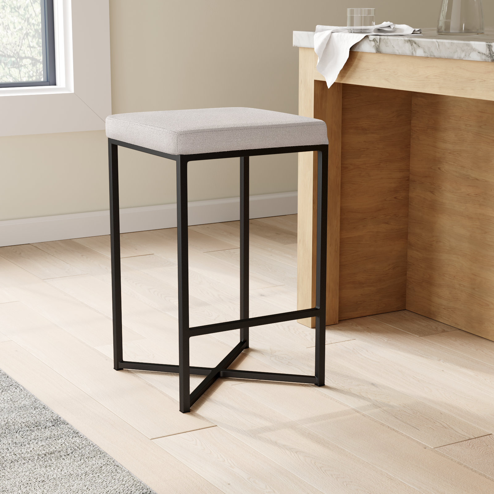 Rosetta Stool, Counter Stool (26.4" Seat Height), White