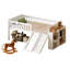 Bed Frame With Storage Shelf, Wooden Bed With Slide And Ladder, Guardrail-376879388