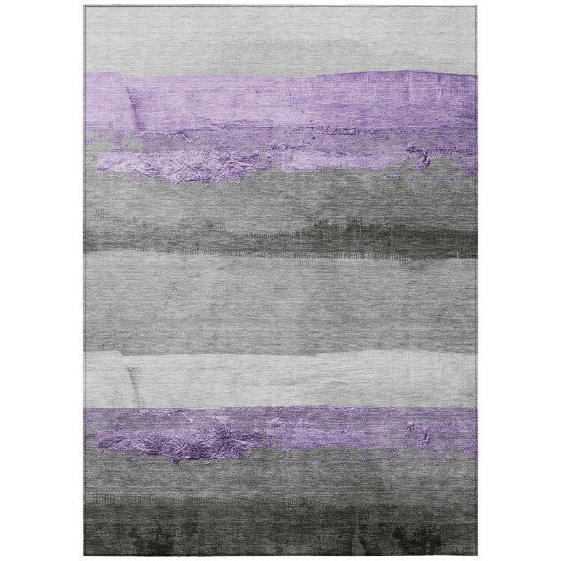 Machine Washable Indoor/Outdoor Xhevrie Lavender Rug, Rectangle 2'6" x 3'10" 