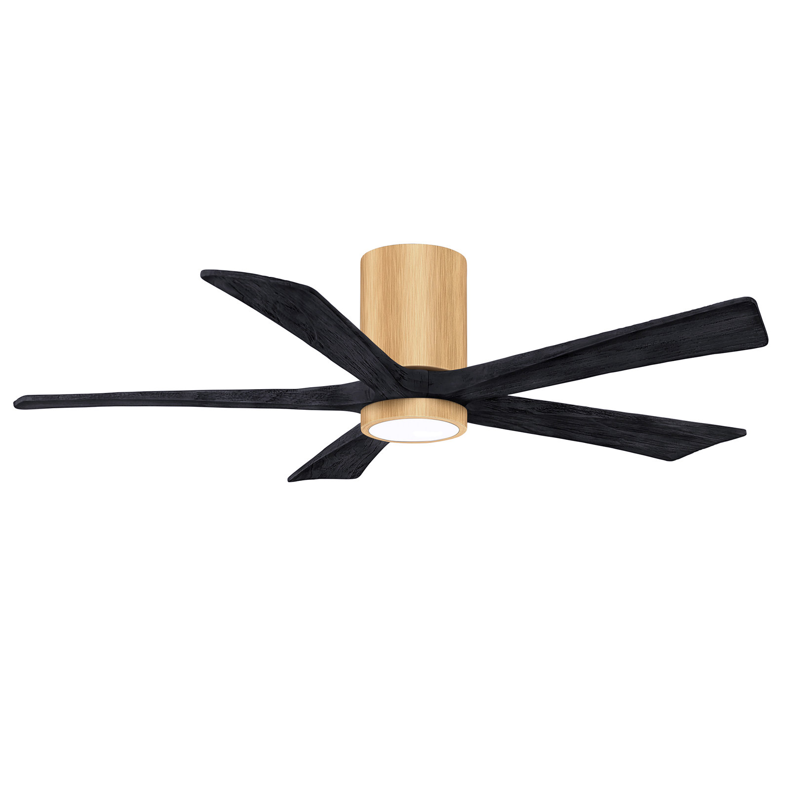 Irene 5 - Blade LED Ceiling Fan with Light Kit Included, Matte Black, Light Maple, 52"