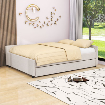 Upholstered Daybed with Twin Trundle and Built-in USB Ports