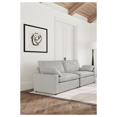 Canapé inclinable électrique deux places Hollander gris avec accoudoirs rembourrés et design transitionnel