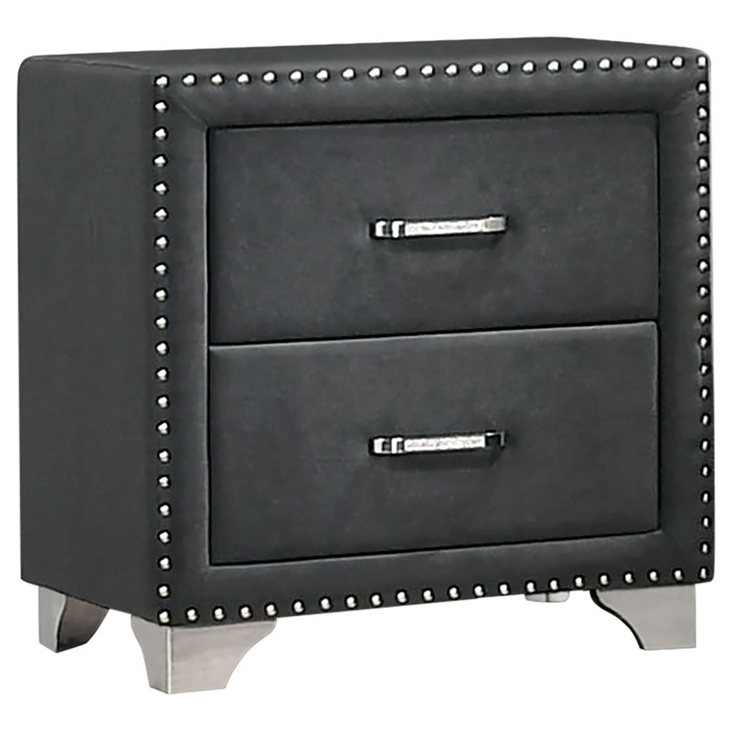 Melody Upholstered 2-Drawer Nightstand, Gray