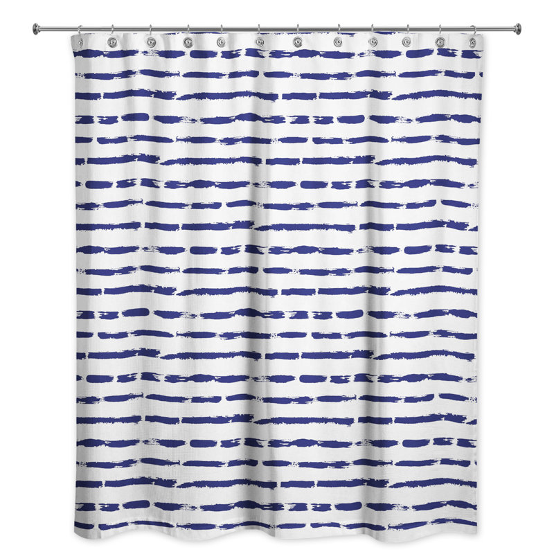  Rideau de douche rayé simple, Bleu marine