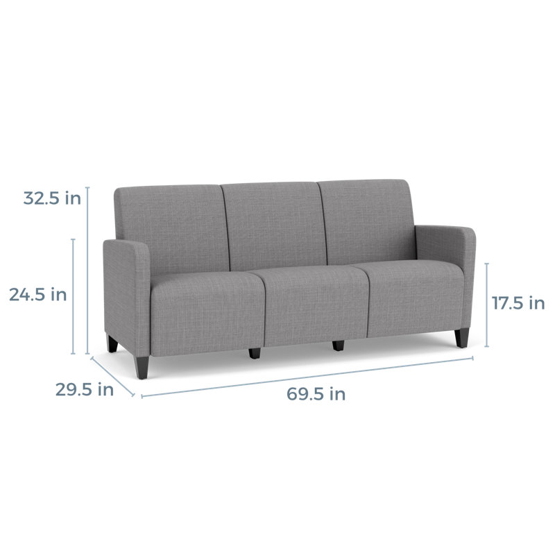 Fauteuil de réception 3 places Ravenna, Bois noir, Gris chambray