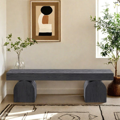 Simple modern bench resting comfortably black