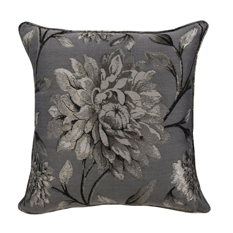 Christoval Floral Square Cushion, Pewter