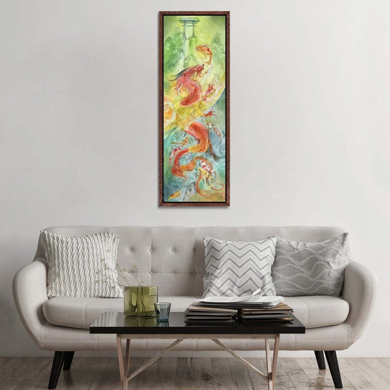 Dragongate by Stephanie Law - Panoramic Painting on Canvas, Classic Brown Wood Framed, 152.4 cm H x 50.8 cm W