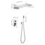 Brushed Nickel Wall Mounted Rain Shower With Dual Waterfall & Rainfall Drops Flow Bathroom Head